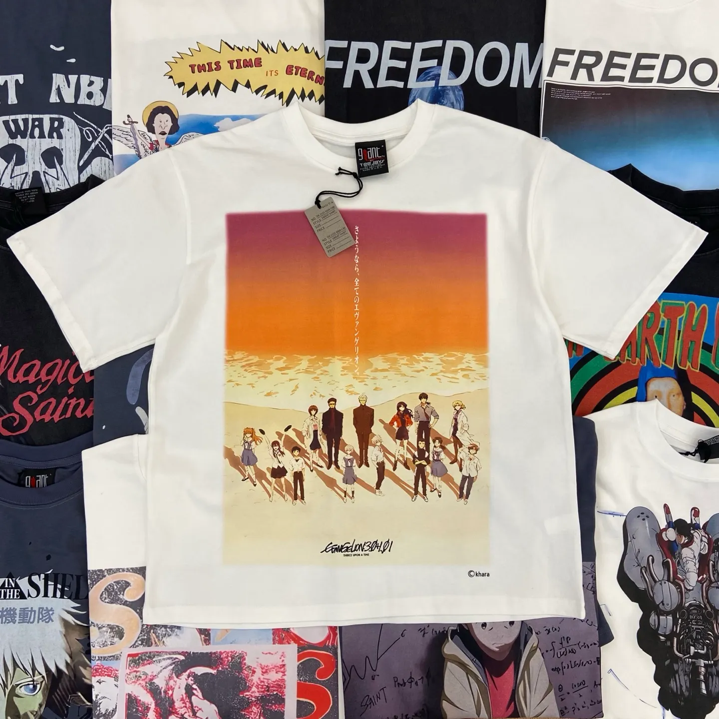 Saint Michael series of new American retro washed and distressed niche printed pure cotton loose short-sleeved T-shirts with digital white ink direct injection, breathable fabrics and three-dimensional and clear patterns. Fabric: Double yarn 240g Size: S-M-L-XL